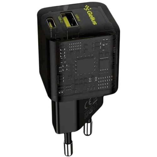 

Gelius Wall Charger Genesis USB+USB-C GaN 30W Transparent Black (GP-HC055)