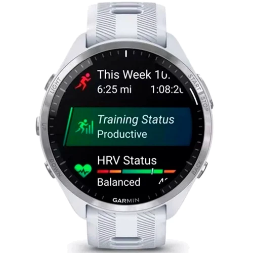 Смарт-годинник Garmin Forerunner 965 Titanium Bezel with Whitestone Case and Whitestone/Powder Grey Silicone Band (010-02809-11): Час роботи До 23 дней (в режиме смарт-часов), до 31 часа (GPS), до 10.5 часов (GPS + музыка)