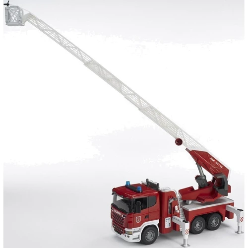 Большая пожарная машина SCANIA R-series с лестницей и водяной помпой, 1:16, Bruder (03590)