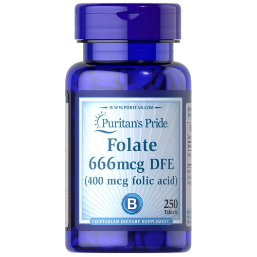 Puritans Pride Folate 666 mcg DFE (Folic Acid 400 mcg) Фолієва кислота 250 таблеток