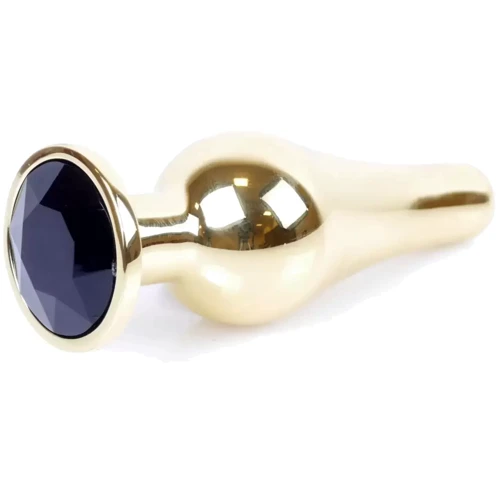 Анальная пробка с кристаллом BOSS of TOYS Boss Series - Jewellery Gold BUTT PLUG Black, BS6400065