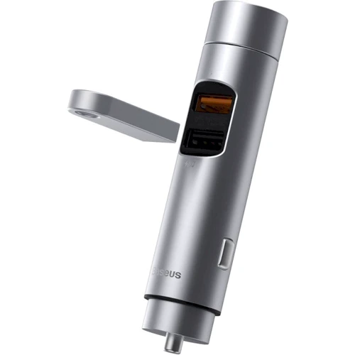 Зарядний пристрій Baseus Car Charger 2хUSB Energy Column + Bluetooth FM 18W Silver (CCNLZ-C0S)