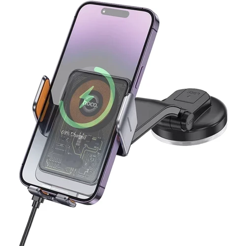 Держатель Hoco Car Holder Wireless Charger HW8 15W Metal Gray фото 5