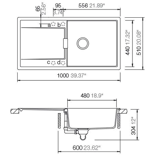 Кухонная мойка SCHOCK MONO D100 L Stone-88 (53056088): Материал Гранит
