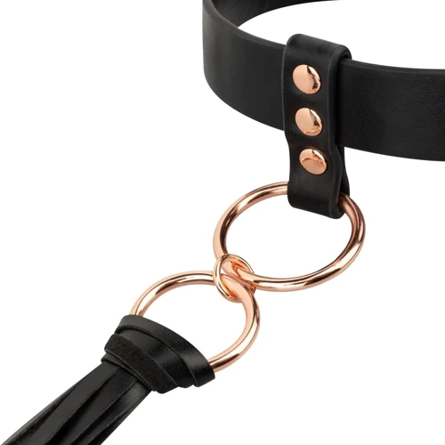 Ошейник с флоггером Rosy Gold Collar with Flogger Black