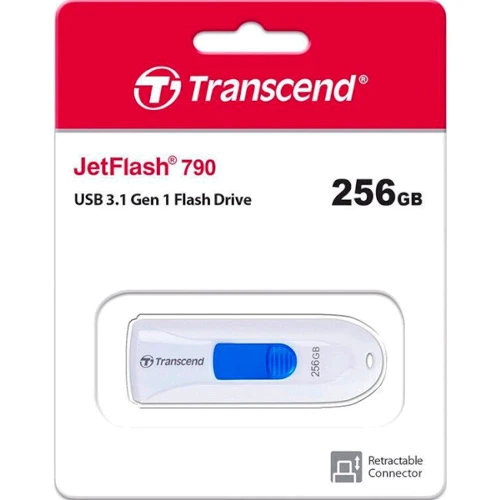 USB-флешка Transcend 256GB JetFlash 790 USB 3.1 White (TS256GJF790W): Максимальная скорость чтения, МБ/с 90