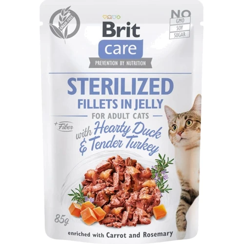 Brit Care Adult Cat Fillets in Jelly Steril Duck&Turkey pouch 85 г