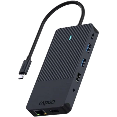Адаптер Rapoo Adapter UCM-2006 USB-C to 2xUSB-C+USB2.0+2xUSB3.0+HDMI+DisplayPort+SD+RJ45+3.5mm Black: Колір черный