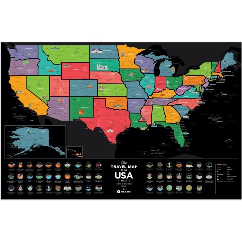 Скретч-карта США Travel Map USA Black (Eng) фото 6