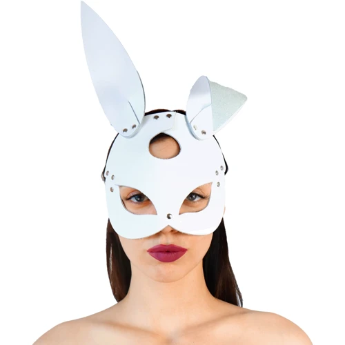 Кожаная маска Зайки Art of Sex - Bunny mask, белый