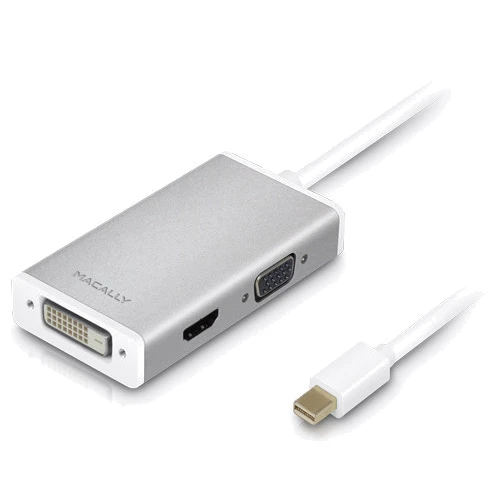 Адаптер Macally Mini DisplayPort to DVI/HDMI/VGA (MD-3N1-4K): Колір білий