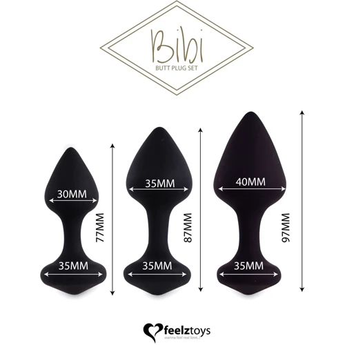 Набор силиконовых анальных пробок FeelzToys - Bibi Butt Plug Set 3 pcs Black