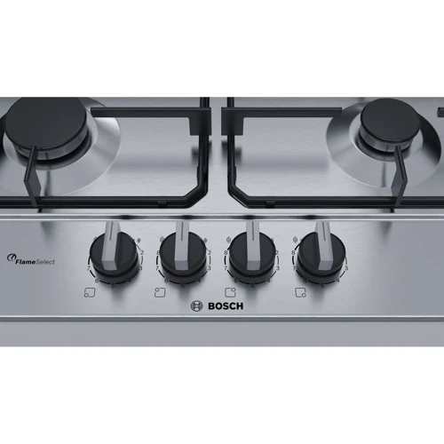 Варочная поверхность газовая Bosch PCP6A5B80R: Рабочая поверхность нержавеющая сталь