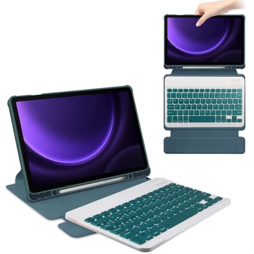 Аксессуар для планшетных ПК BeCover Case Rotatable Smart Keyboard Dark Green for Samsung X710 Galaxy Tab S9 / X510/X516B Galaxy Tab S9 FE (710428): Цвет зеленый