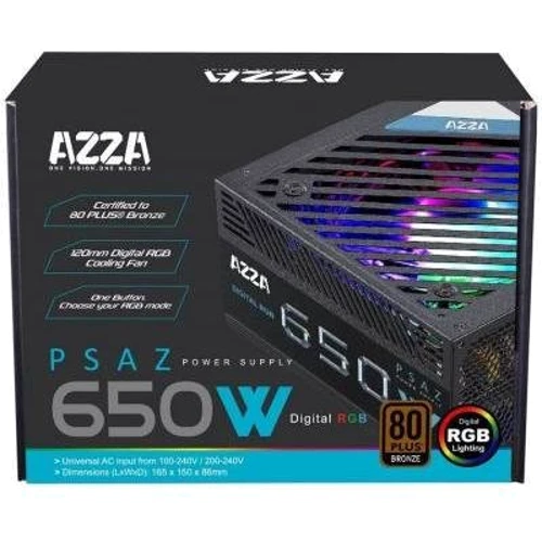 Блок живлення AZZA PSAZ-650W-RGB: Потужність, Ватт 650