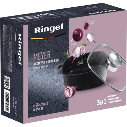 Кастрюля Ringel Meyer с крышкой 28см/6.3л (RG-2129-28): Диаметр, см 28