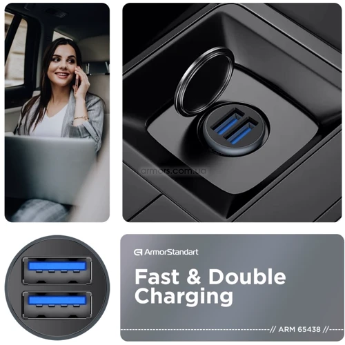 Зарядний пристрій ArmorStandart Car Charger 2xUSB QC3.0 with Lightning Cable Grey (ARM82458): Кабель в комплекті Lightning