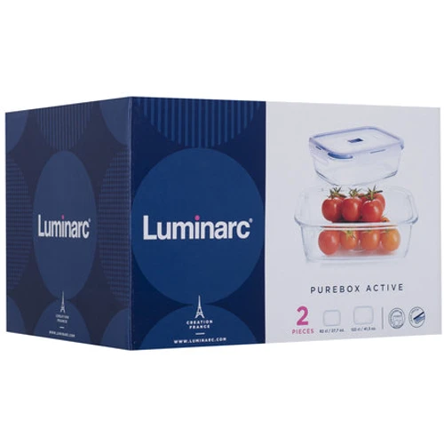 Емкость для хранения Luminarc PURE BOX ACTIVE набор 820мл+1220мл (P5505): Материал корпуса ударопрочное стекло