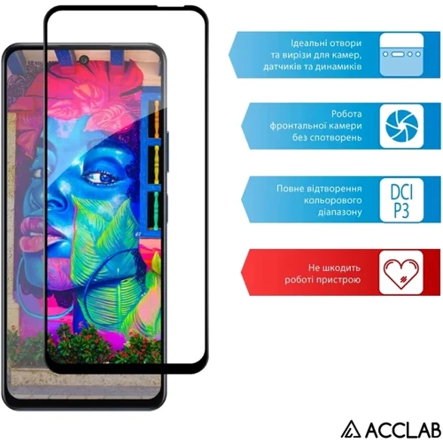 ACCLAB Tempered Glass Full Glue Black for Infinix Hot 50 5G фото 5