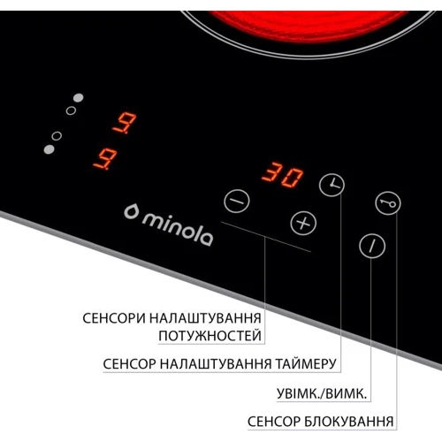 Варочная поверхность Minola MVH 3034 KBL: Тип нагревательного элемента электрической поверхности Hi-Light