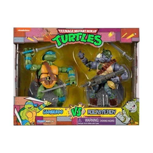 Набір фігурок TMNT серії Черепашки-ніндзя класичні - Леонардо проти Рокстеді (34 точки артикуляції: Стать Унисекс