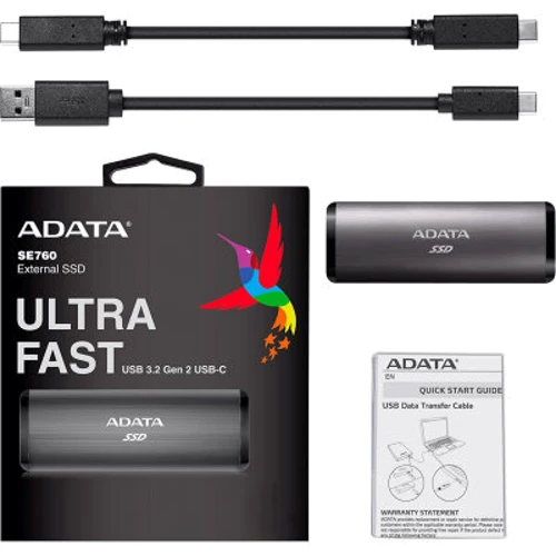 ADATA SE760 2 TB Titan Gray (ASE760-2TU32G2-CTI): Тип накопичувача портативный