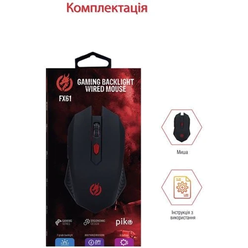 Мишка Piko FX61 Black (1283126489570): Тип сенсора оптический