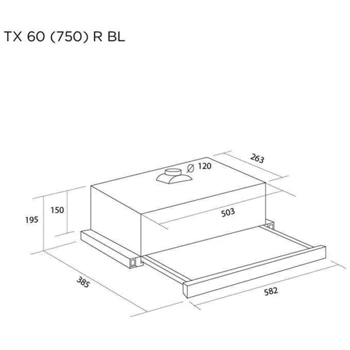 Вытяжка Pyramida TX 60 (750) R WH: Тип воздухоочистителя Рециркуляция, Отвод