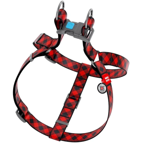 Шлея WAUDOG Nylon с QR-паспортом, рисунок "Шотландка красная" 20 мм 50-80 см красная (4982): Производитель WAUDOG