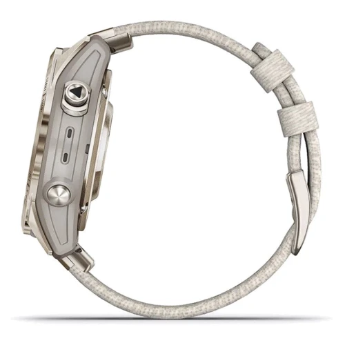 Смарт-годинник Garmin Epix Pro (Gen 2) 42mm Sapphire Soft Gold з Cream Heathered Nylon Band (010-02802-20): Особливості С сапфировым стеклом, С большой автономностью, Водонепроницаемые, MP3-плеер, Бесконтактная оплата