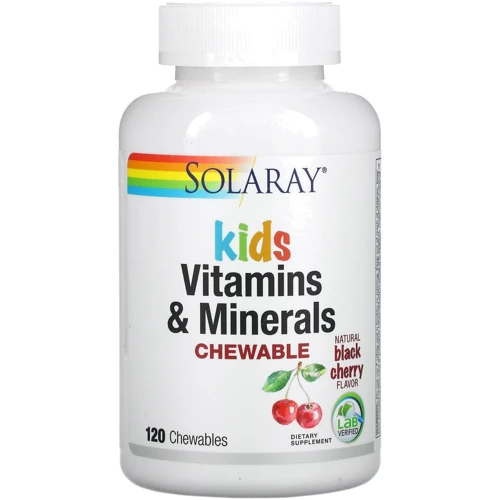 Solaray Children's Chewable Vitamins and Minerals 120 Chewables Natural Black Cherry Flavor Мультівітаміни для дітей зі смаком вишні