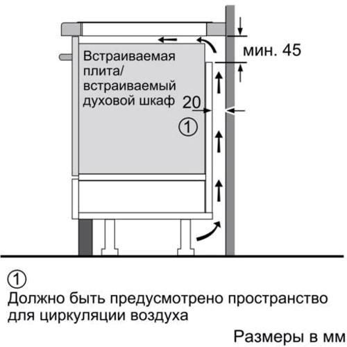 Варочная поверхность электрическая Bosch PUF612FC5E: Размеры для встраивания 56x49 см