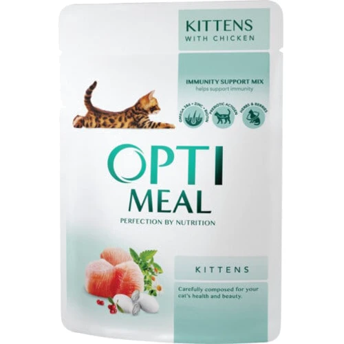 Влажный корм Optimeal Сomplete for kittens сanned pet food with chicken для котят, с курицей 12х0.85 г (4820215361392)