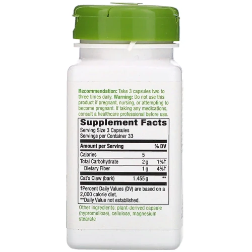 Nature's Way, Cat's Claw Bark, 1,455 mg, 100 Vegan Capsules (NWY11450): Форма випуску капсули