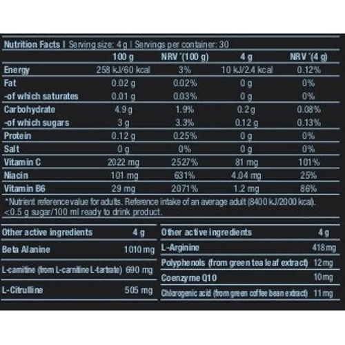 BioTechUSA Pre Workout 120g /30 servings/ Mojito: Тип Комплекс до тренировки