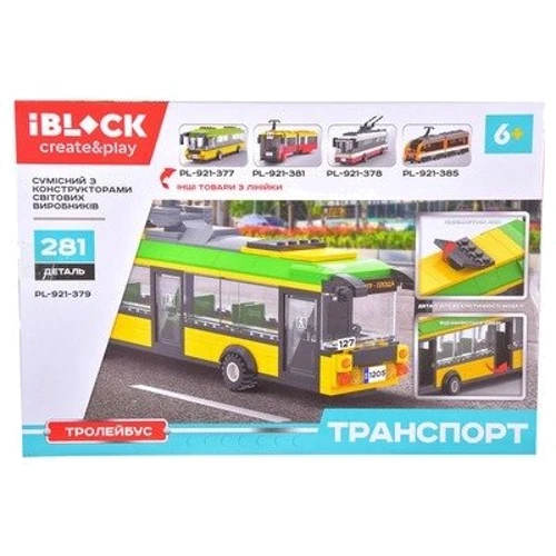 Конструктор Iblock Транспорт Троллейбус желтый (PL-921-379) фото 3