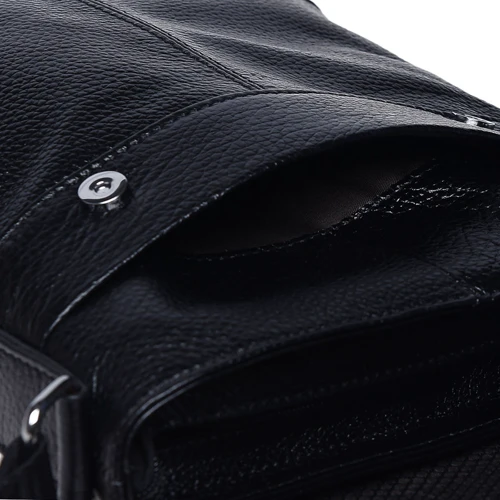 Чоловіча сумка планшет Borsa Leather чорна (K13822-black): Тип ручки Плечовий ремінь, Без ручки