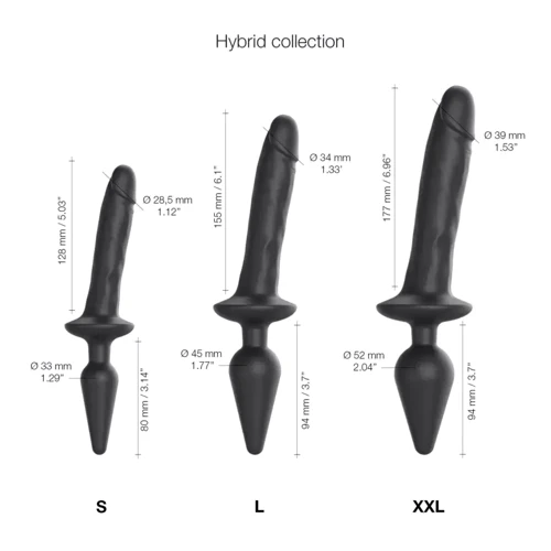 Анальная пробка с дилдо Strap-On-Me Switch Plug-In Realistic Dildo Black - XXL