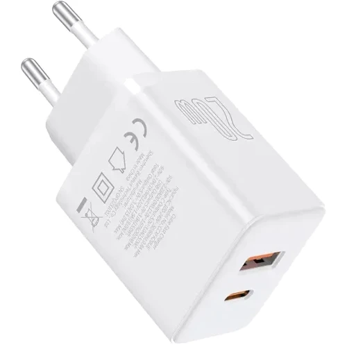 Зарядное устройство Baseus Wall Charger USB-C+USB Cube Fast Charger 20W Cluster White (P10111403213-00): Сила тока 2.4А и более