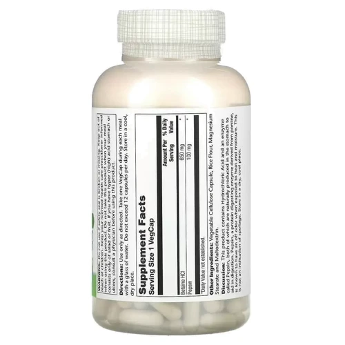 Solaray HCL with Pepsin, 650 mg, 250 Vegetarian Capsules (SOR-04815)