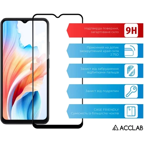 ACCLAB Tempered Glass Full Glue Black for Oppo A38 5G: Цвет черный