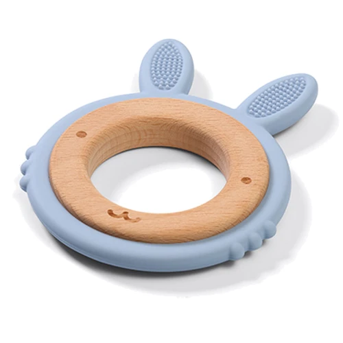 Прорезыватель для зубов Babyono Зайчик деревянно-силиконовый голубой (1076/03): Производитель BabyOno