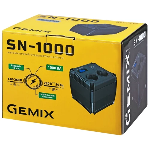 Стабилизатор напряжения Gemix SN-1000: Количество фаз одна