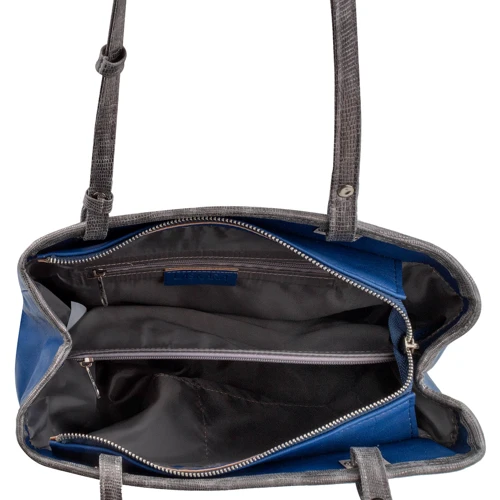 Женская сумка тоут Laskara синяя (LK-10242-blue): Фактура Под змею, Матовая, Гладкая