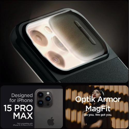 Чехол для iPhone Spigen Optik Armor MagFit Abyss Green (ACS06600) for iPhone 15 Pro Max: Цвет зеленый