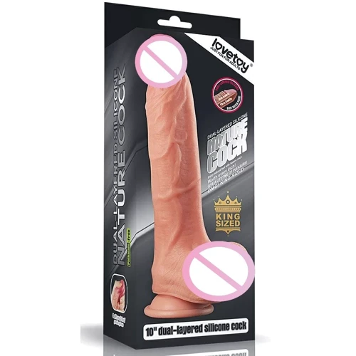 Фаллоимитатор LoveToy Dual Layer Platinum Silicone Cock 10" (телесный)
