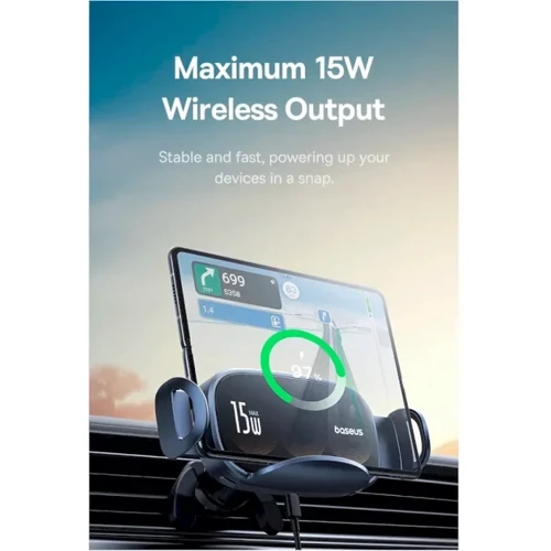 Держатель Baseus Car Holder Air Vent Wireless Charger LightChaser 15W Black (C40355901111-00) фото 10