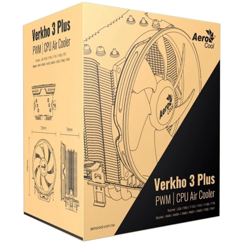 Кулер Aerocool Verkho 3 Plus: Количество вентиляторов, шт 1