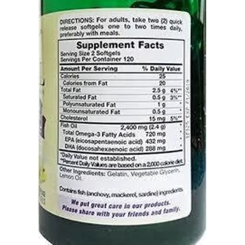 Piping Rock Omega-3 Fish Oil 1000 mg 240 softgels Lemon Flavor Риб'ячий жир омега-3 зі смаком лимона: Тип Омега 3
