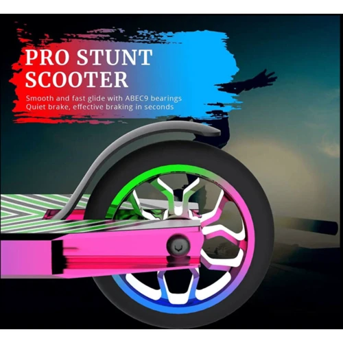 Трюковый самокат Maraton Go TRAX ST PRO 300 Rainbow: Тип тормоза ножной
